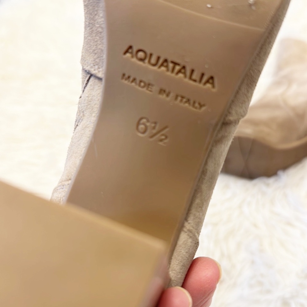NEW AQUATALIA Luissa Taupe Suede Block heel ankle boot women size 6.5 - Picture 6 of 8